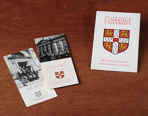 Cambridge University Fundraising Campaign collateral pieces